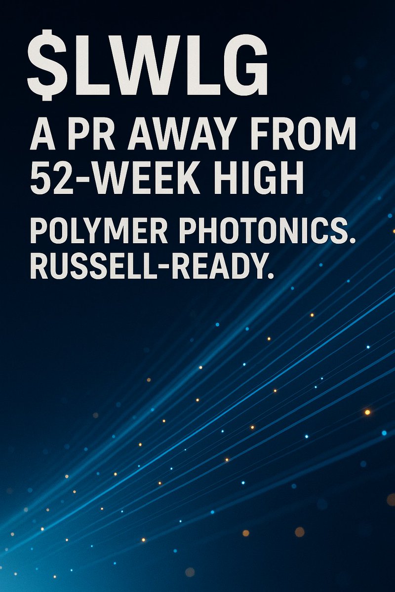 JFibonacciPHI's tweet image. $LWLG  
A single PR could ignite the move toward its 52-week high.
Russell 2K ✅ Polymer breakthrough ✅ AI tailwinds ✅
This microcap is coiled.
Retail loves asymmetric setups—this one’s ready.