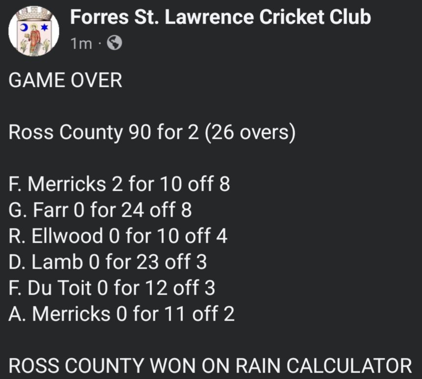 Forres St. Lawrence Cricket Club tweet media