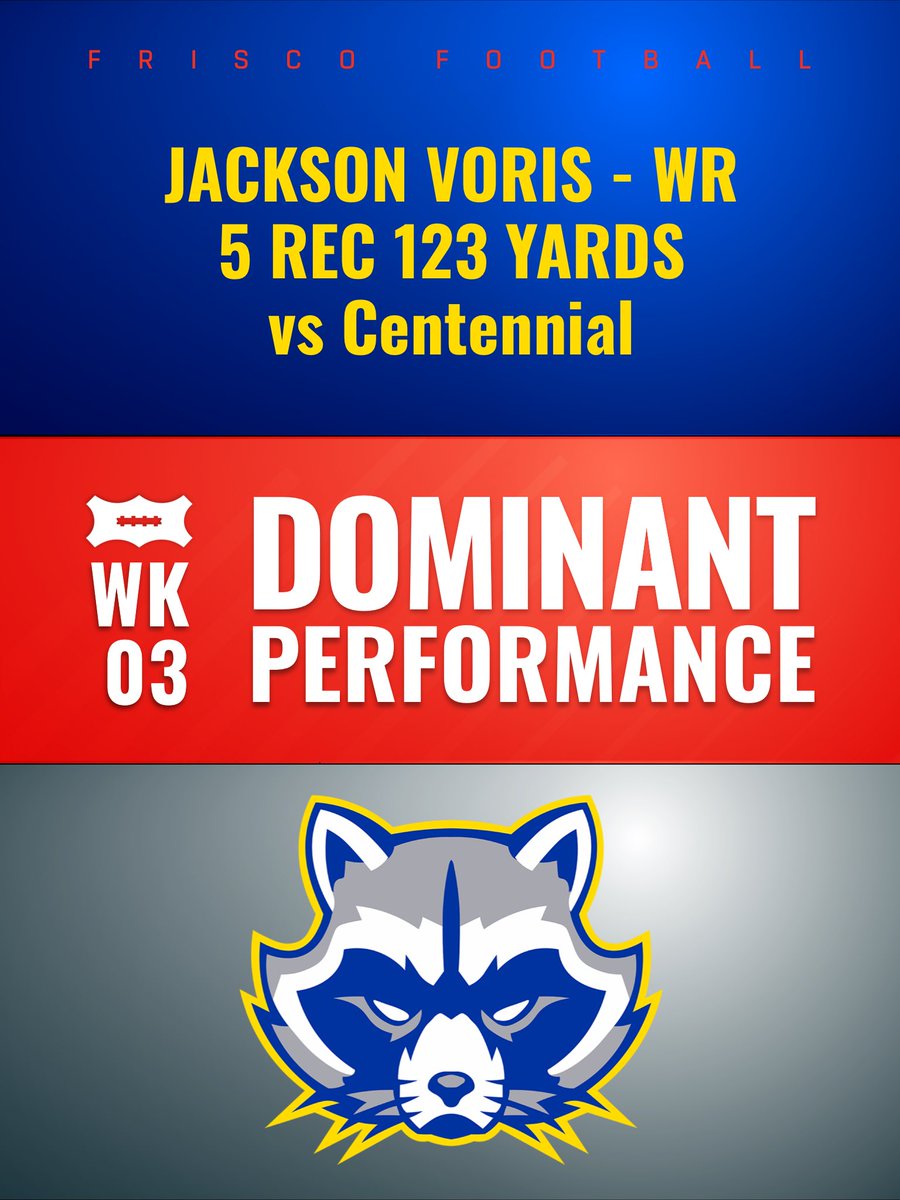 FriscoFB's tweet image. ⭐️ DOMINANT PERFORMANCE WEEK 3 @FHSRACCOONFB WR @JacksonVoris