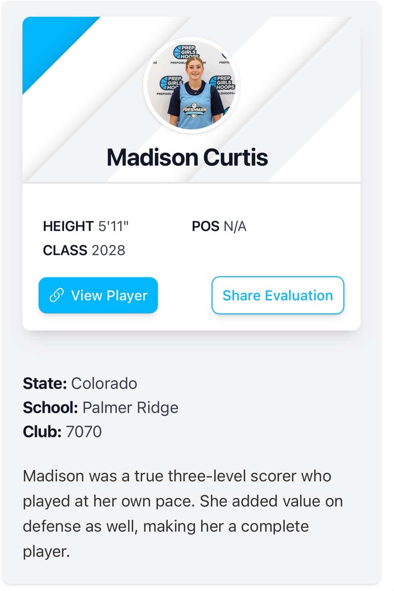 Madisonkc20's tweet photo. I had a great time at @PGHColorado sophomore ID camp. Thank you @bnewbins4 for the write up. Excited for this upcoming season with @PrGbball ! https://t.co/QlXEZT1GTa