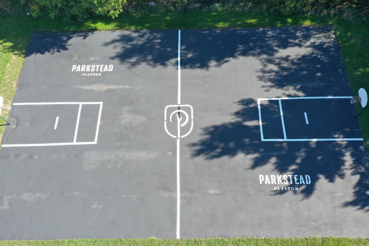 Great day for a game on our newly improved basketball court.