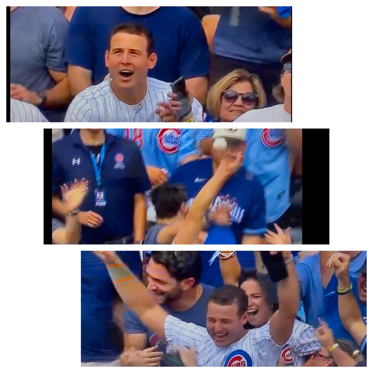 LukeStuckmeyer's tweet image. Bleacher Bum at Wrigley Field tries to convince friends he played “pro ball”…then drops ball.  #retired #Rizzo