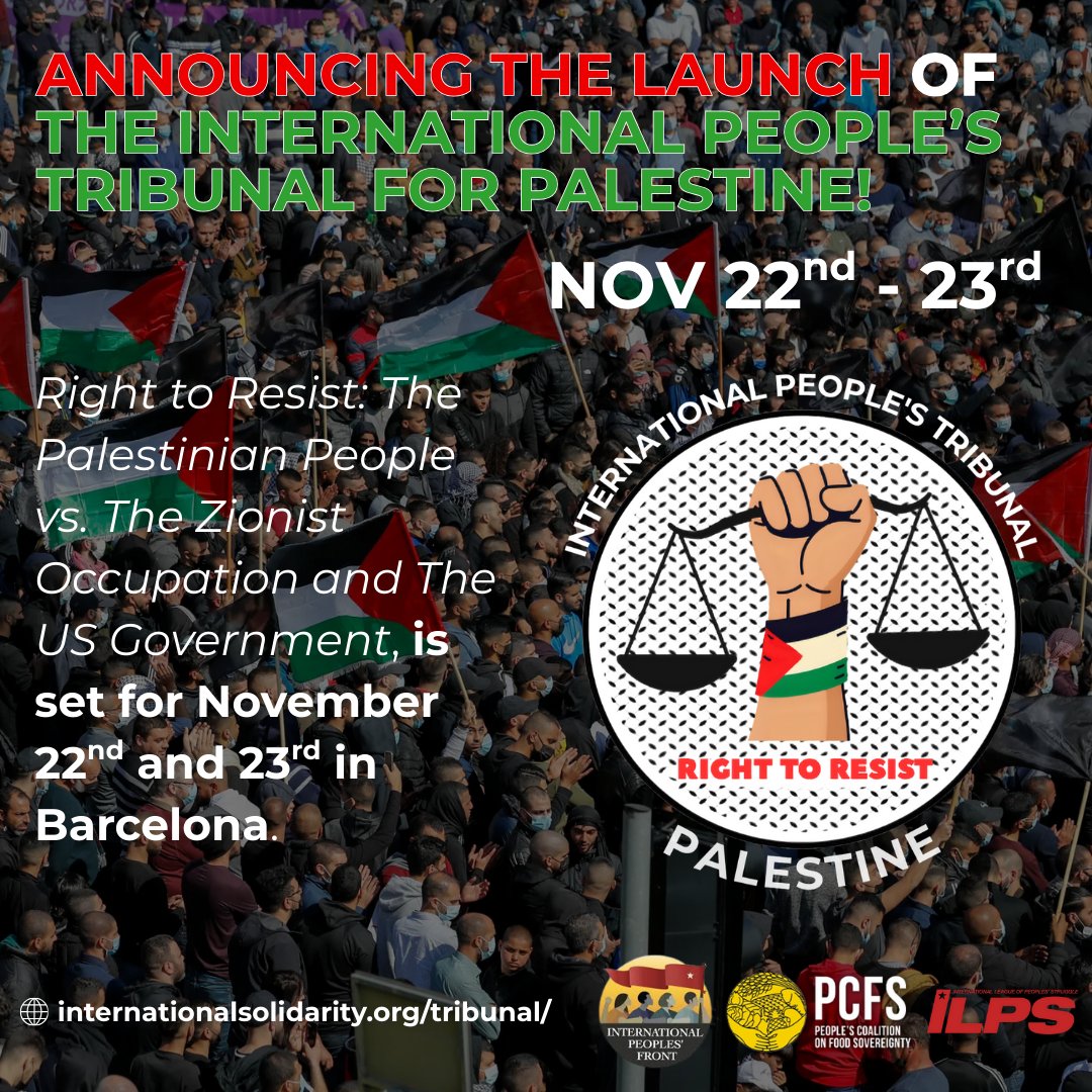 ILPS_Official's tweet photo. 🇵🇸⚖️ Announcing the launch of Right to Resist: The Palestinian People vs. the Zionist Occupation and the US Government!

🔸 Visit the website here: https://t.co/djh3WwztD6 https://t.co/TTchh2sVY4