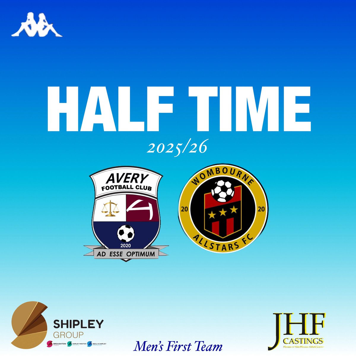 A sloppy first half from both teams nothing really to shout home about, Wood having Avery’s best chance in the first 5 minutes. A volley from Russel on 25 minutes hit the side netting.
Wombourne took the lead on 36 minutes a great cross and a great header from their number 10.