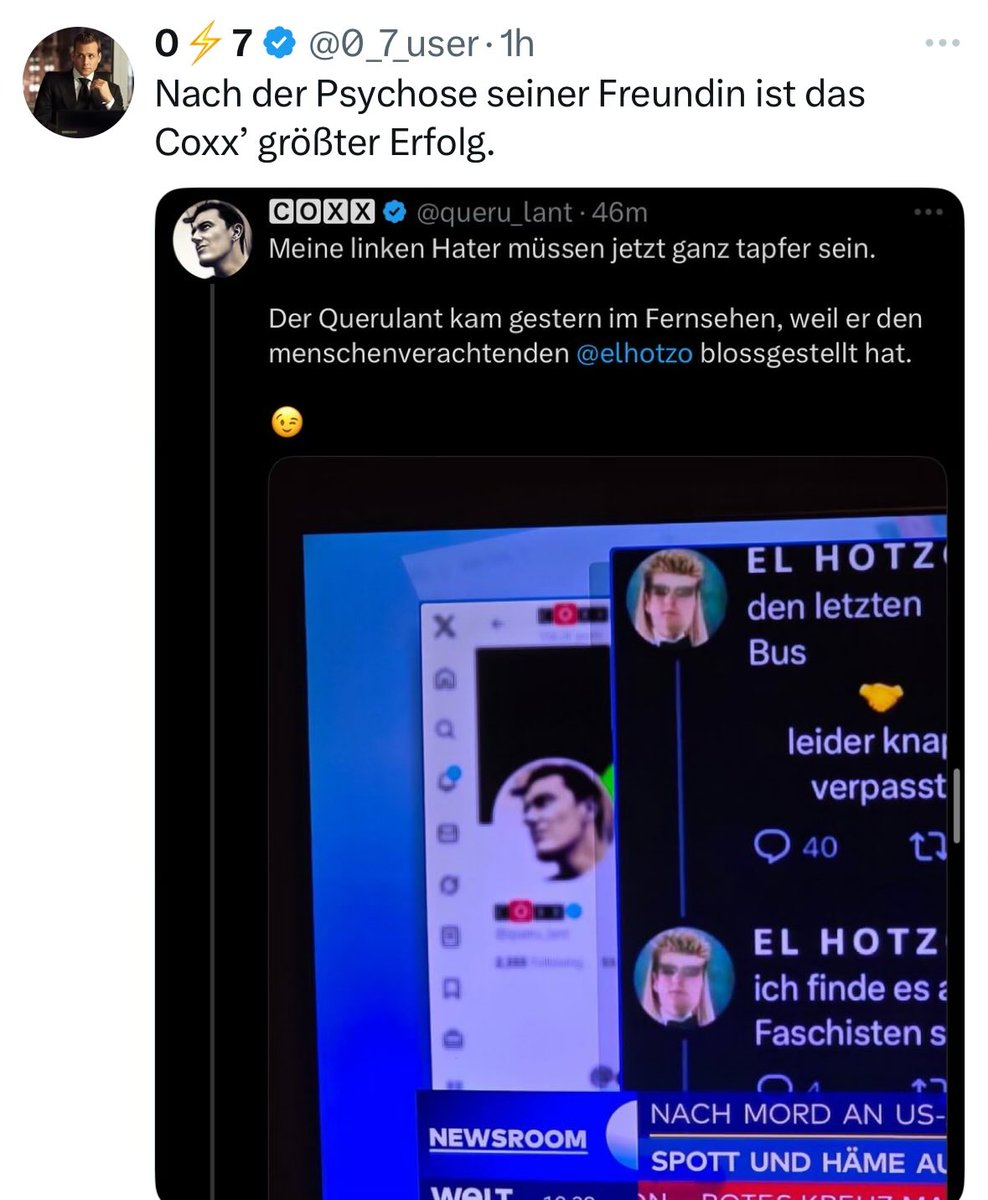 0_7_luser ist von Neid zerfressen.

Das triggert den so dermassen hart, dass es ihn innerlich zerreisst.

Herrlich 🤩😂