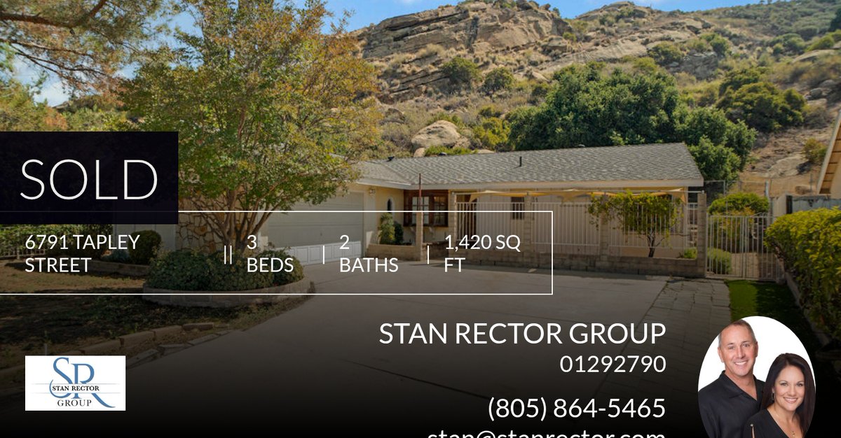 StanRectorGroup's tweet image. If you're considering selling your home, we should talk! Take a look at this recently sold listing in Simi Valley! Give me a call at (805) 864-5465 if you're ready to talk.

Stan &amp;amp; Renee Rector
Pinnacle Estate... homeforsale.at/6791_TAPLEY_ST…