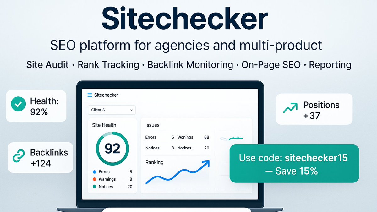 HoudaKarim18's tweet image. Supercharge your SEO with Sitechecker! 🚀  Perfect for agencies &amp;amp; multi-product companies. Get 15% OFF with code: sitechecker15 bit.ly/3FbnPSC #DigitalMarketing #Marketing #SearchEngineOptimization #OnpageSEO #OffpageSEO #LinkBuilding