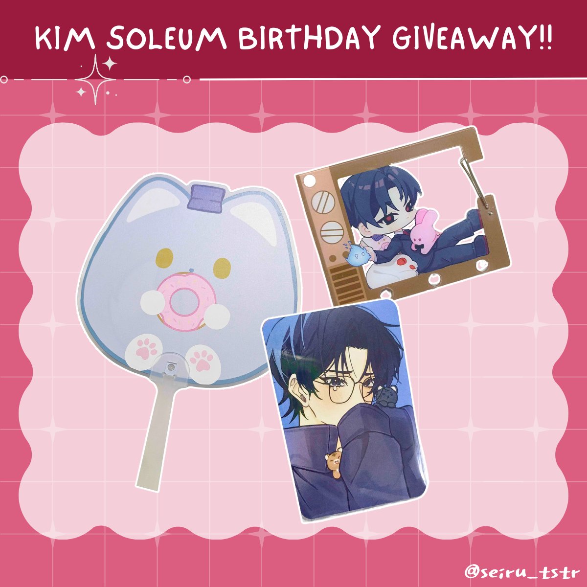 seiru_sol618's tweet photo. Doing a quick giveaway before Soleum's Birthday ends! Winner will be announced tomorrow at 6 PM! 😊

How to join:
✦ RT this post!

Note: International friends are also welcome to join, as long as you can provide a PH address or a proxy for shipping. 🥹🙏 https://t.co/Lc2zMxIj5O