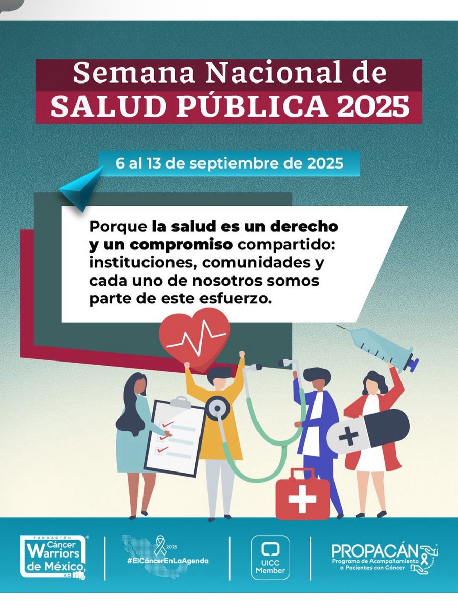 funsamex_org's tweet photo. 💙 Estamos concluyendo la #SemanaNacional de la #SaludPública 2025, y queremos agradecer a la Secretaría de Salud @SSalud_mx por invitarnos y hacernos parte de distintas actividades que estaremos compartiendo en nuestras redes sociales, siempre en pro de la atención del #cáncer y la #salud de la población en nuestro país.

👩‍⚕️👨‍⚕️ Esta semana, #particularmente, nos recuerda que la atención de la salud nos requiere a todas y a todos; que la #empatía por los más vulnerables necesita nuestra acción. Que la prevención, la educación y la atención integral son pilares para construir sociedades más fuertes y resilientes.

💪 Desde Fundación Cáncer Warriors de México, reafirmamos nuestro compromiso con la población, con la promoción de la salud, el acompañamiento a pacientes y la generación de conciencia sobre la importancia de incluir #ElCáncerEnLaAgenda pública. Reconocemos este esfuerzo al Secretario de Salud, Dr. #DavidKershenobichStalnikowitz @DKershenobich, y particularmente a la Mtra. Alejandra Alegría Arrieta, Titular de la Unidad Coordinadora de Vinculación y Participación Social (UCVPS) de la Secretaría de Salud.

🇲🇽 Porque juntos construimos un México más saludable y solidario. 

#SemanaDeLaSaludPública #ElCáncerEnLaAgenda #SaludEsDerecho #PrevenciónEsVida #CáncerWarriorsDeMéxico