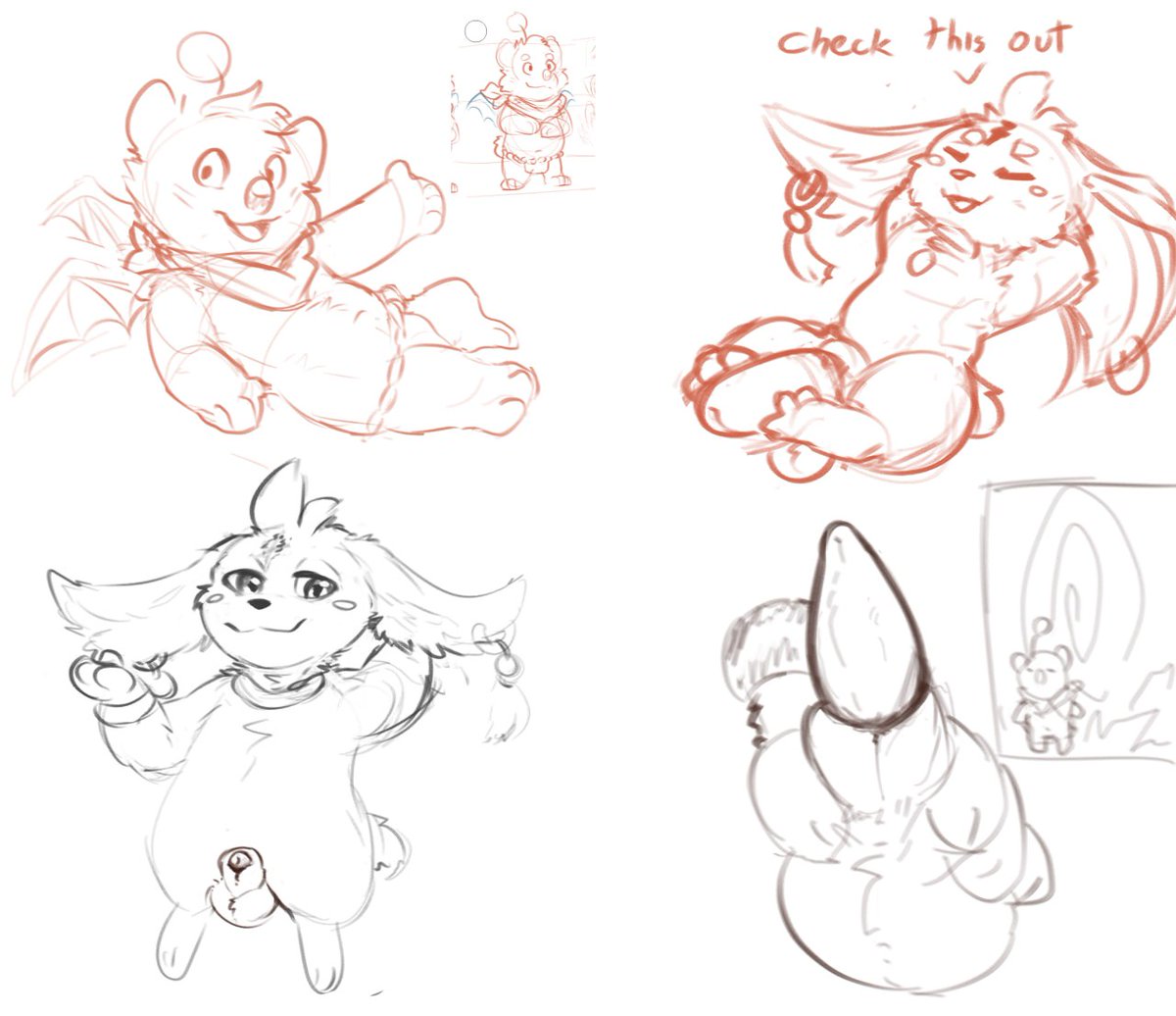 Sketch of Abby and a Moogle character OC! I'm planning to so some lil comics with him in the future 😳