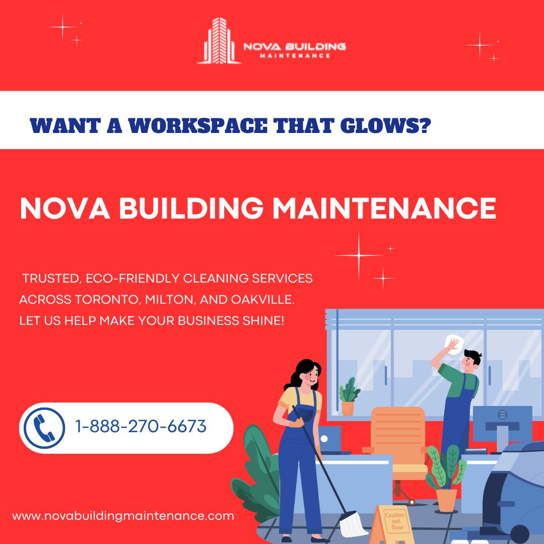 NovaMaintenance's tweet image. 🧼 Want a workspace that glows?
Nova Building Maintenance offers trusted, eco-friendly cleaning services across Toronto, Milton, and Oakville.
Let us help make your business shine!

#NovaBuildingMaintenance #CleanBusiness #EcoFriendlyCleaning