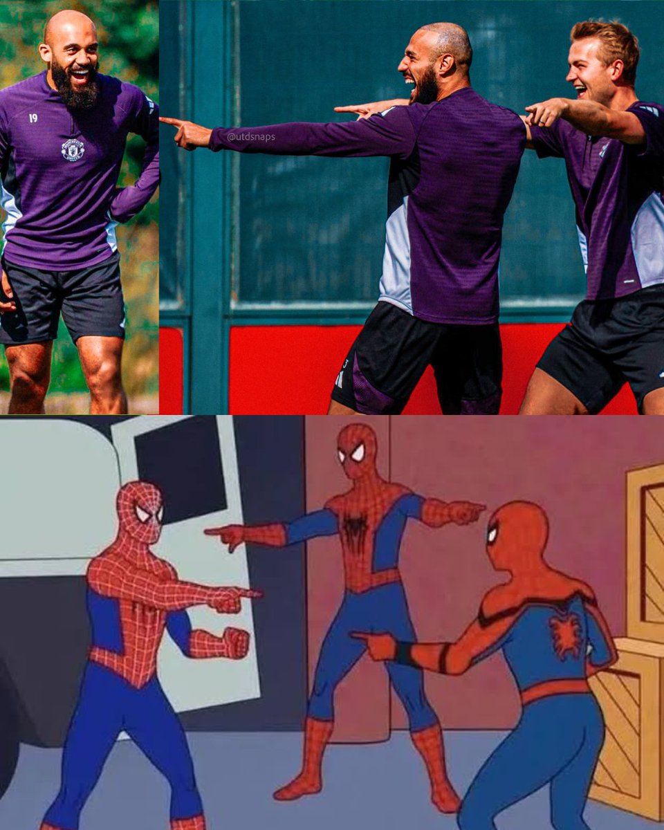 MUnitedEs's tweet image. Matthijs de Ligt burlándose que ahora Noussair Mazraoui se ve igual a Bryan Mbeumo 👀 

CRAAACK 😂