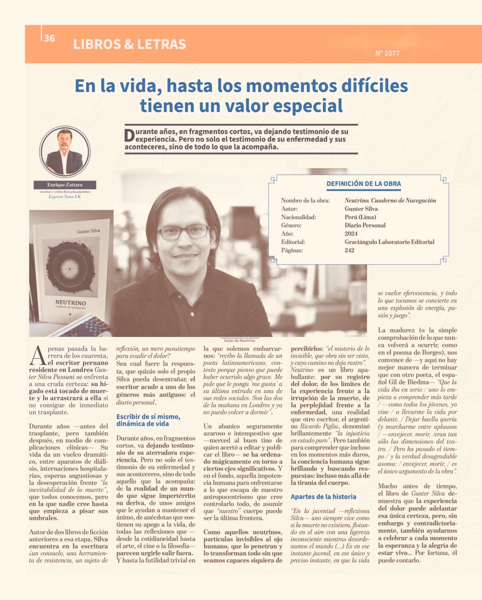 Gunter Silva (@guntersilva9) on Twitter photo “Envejecer, morir, es el único argumento de la obra. Pero incluso en los momentos más duros, la conciencia humana sigue brillando, buscando respuestas: más allá de la tiranía del cuerpo.”
— Neutrino, cuaderno de navegación.
#Libro #Reseña “Envejecer, morir, es el único argumento de la obra. Pero incluso en los momentos más duros, la conciencia humana sigue brillando, buscando respuestas: más allá de la tiranía del cuerpo.”
— Neutrino, cuaderno de navegación.
#Libro #Reseña