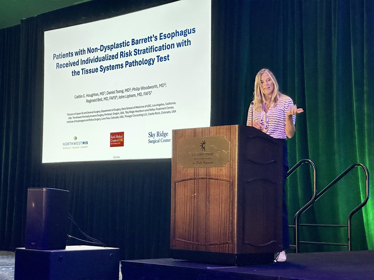 Spotlight at #AFS2025 🎤

Dr. Caitlin Houghton presented her study on individualized risk stratification for patients with non-dysplastic Barrett’s esophagus using the Tissue Systems pathology test — advancing how we think about surveillance and management of NDBE.

💡 Submit