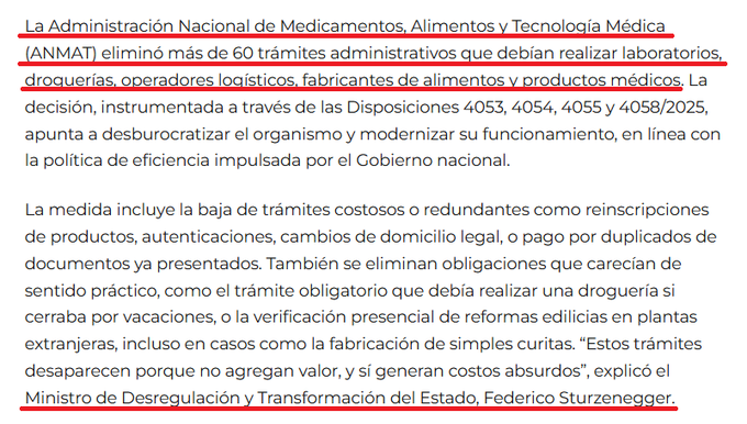 MartnPeiretti1's tweet photo. 🟥⚠️❎ Por orden de Javier Milei, Federico Sturzenegger, eliminó controles y trámites importantes de la ANMAT que controlaban por ejemplo que un medicamento o droga no circule en mal estado, como pasó con el Fentanilo. Las decisiones de Milei y Sturzenegger matan gente. https://t.co/JlJ54d2Hjx