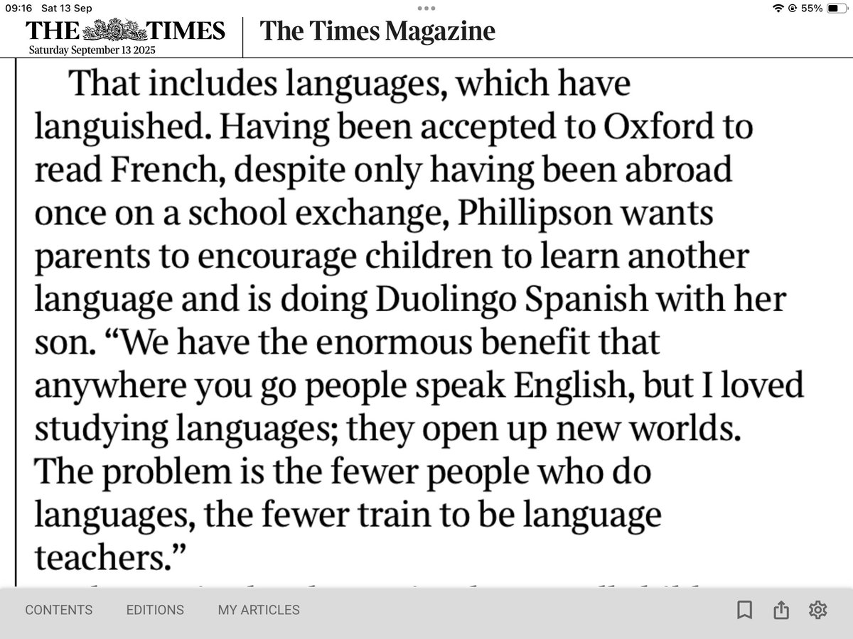 Great that Bridget Phillipson wants to encourage students to study languages 😊