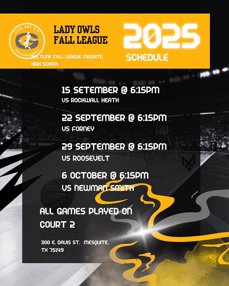 We begin Fall League play Monday 6:15pm @ Mesquite High School School..  come out and support Lady Owls BBall BBall!!