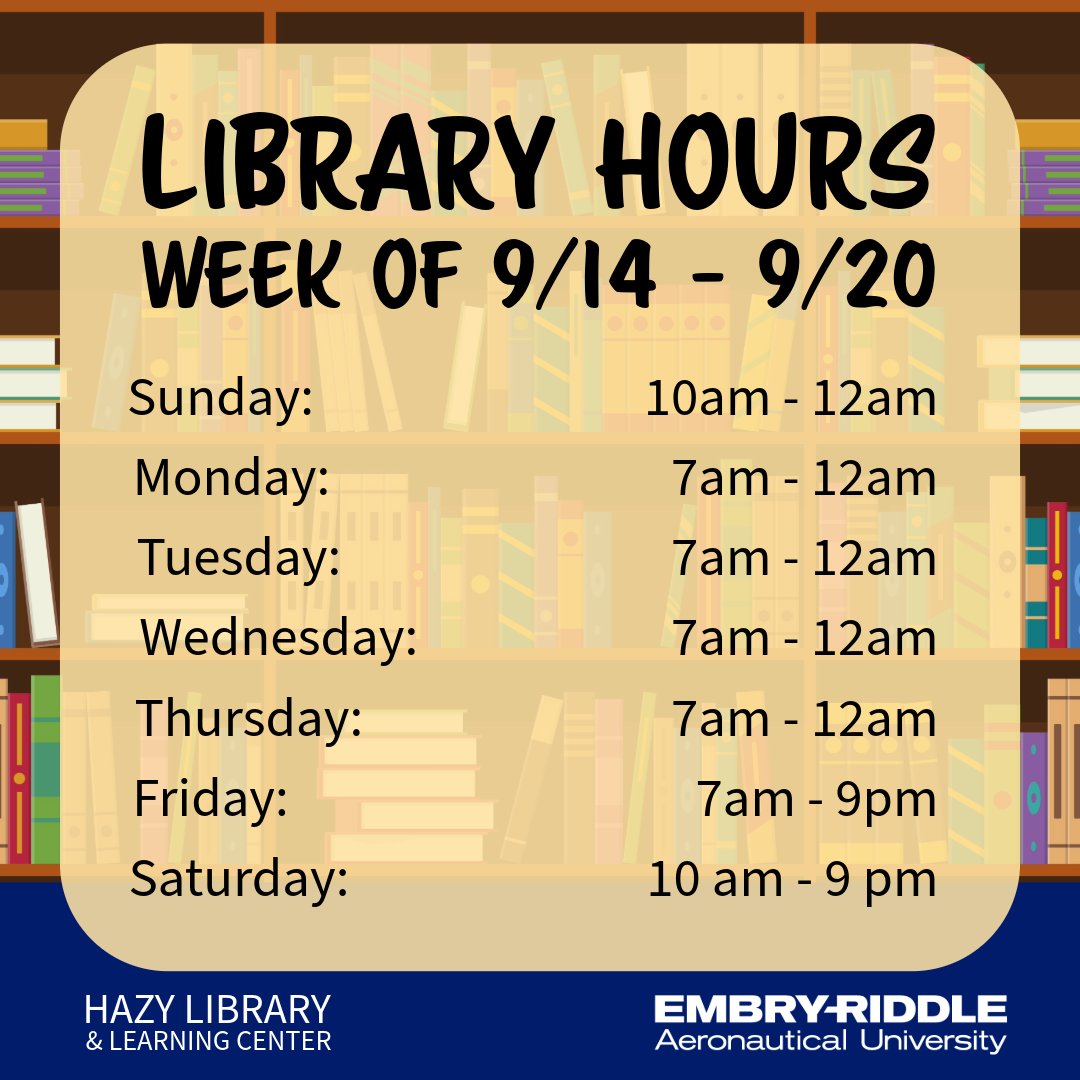 hazylibrary's tweet image. 📅Here are your Hazy Library Hours from September 14 - September 20. Hope to see you here! #HazyLibrary