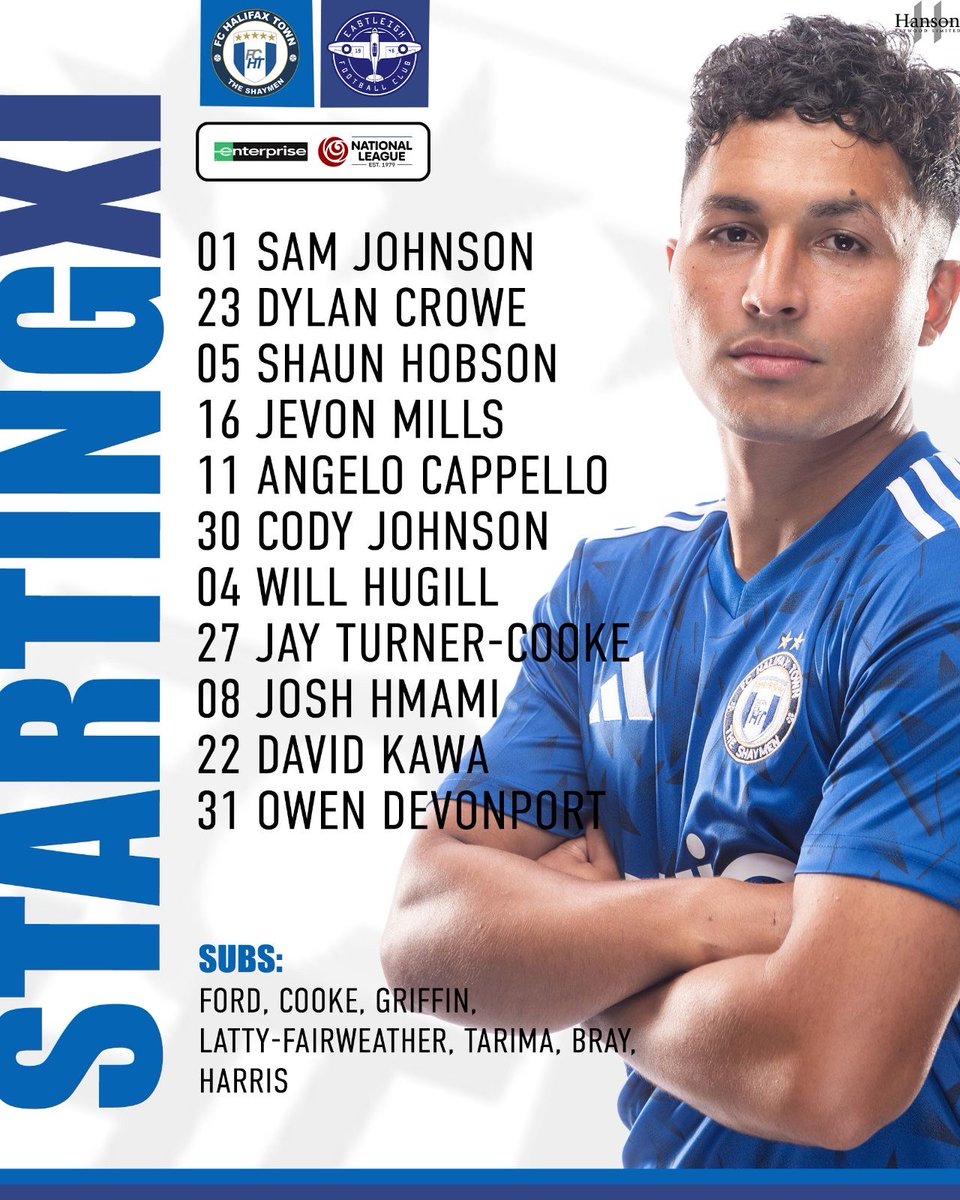 📋 TEAM NEWS | 

Here’s how the Shaymen line-up for today’s Enterprise National League clash against Eastleigh. 

Hobson and Crowe return from injury. 

#Shaymen | AL