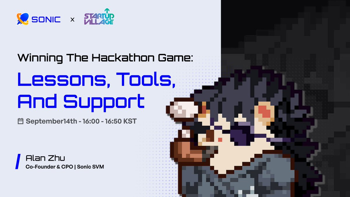 CALLING ALL DEVS @ KBW 2025  Our Co-Founder &amp; CPO <a href="/alanssol/">Alan</a> will be speaking on how to win hackathons at Startup Village before Korean Blockchain Week    

📍 Itaewon | Sept 14–20    

Don't miss out 👇
luma.com/xc0njo8j