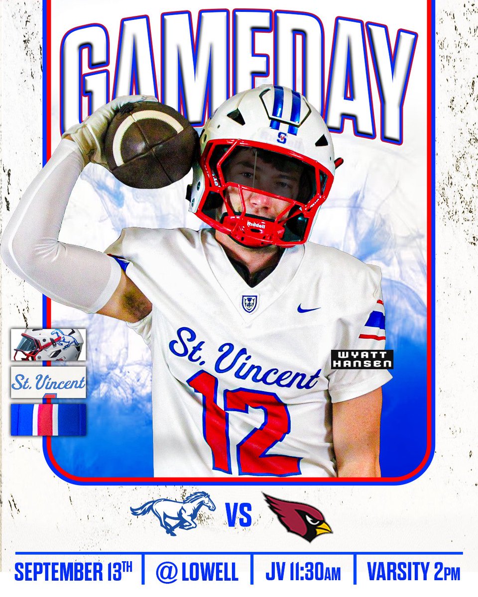 🗣️GAMEDAY
St. Vincent at Lowell

Uniform Combo
Helmet ⚪️
Jersey ⚪️
Pants🔵

#gomustangs🐴