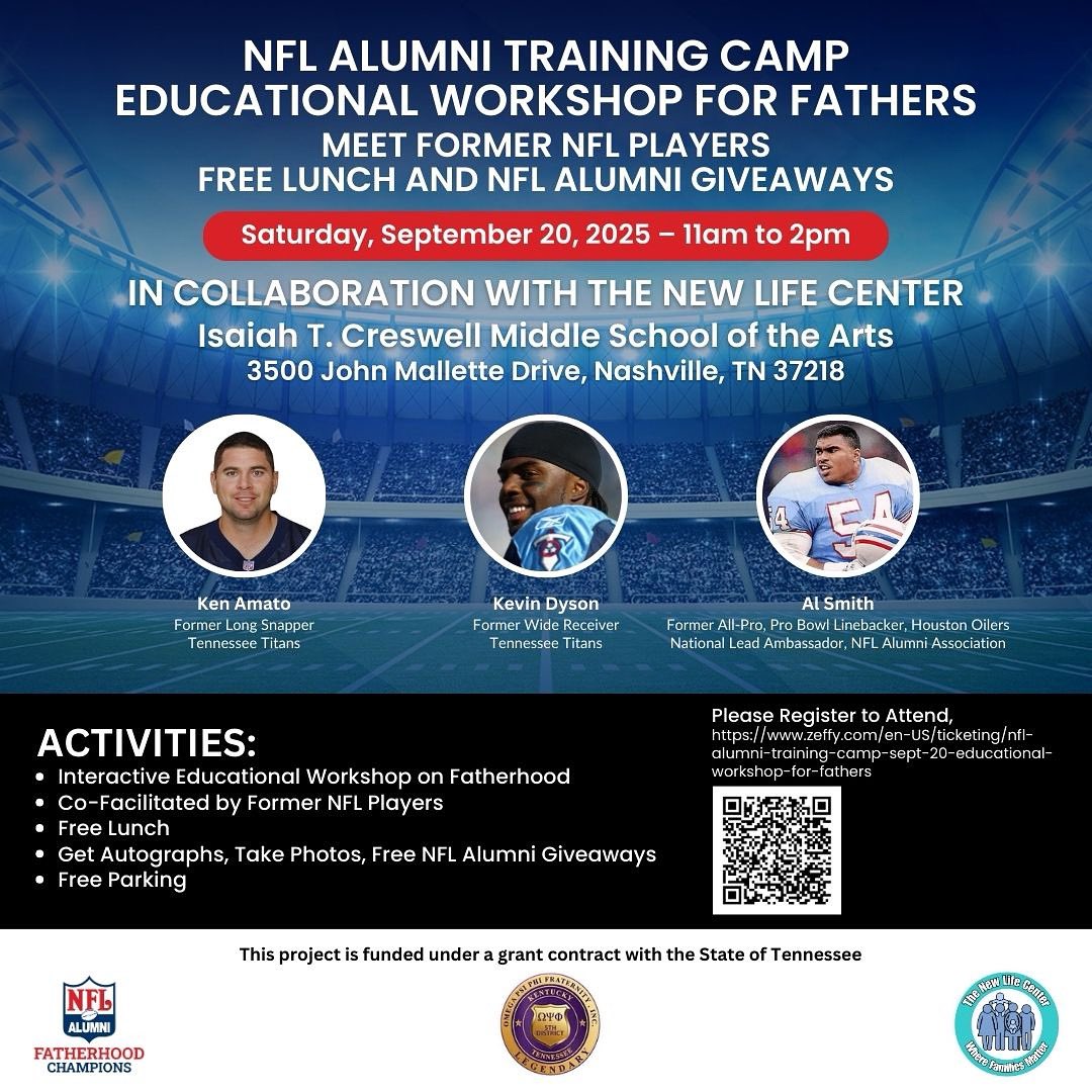 Have you registered yet? Next Saturday, let’s talk fatherhood. Join me &amp; fellow alumni @coachkamato &amp; <a href="/asmith54pro/">Al Smith</a> for a free event designed for dads. Register today bit.ly/4mBxPFV #FathersInTheGame <a href="/TNHumanServices/">Tennessee Department of Human Services</a> <a href="/thelegendary5th/">Official 5th District ΩΨΦ</a> @newlifecenter615