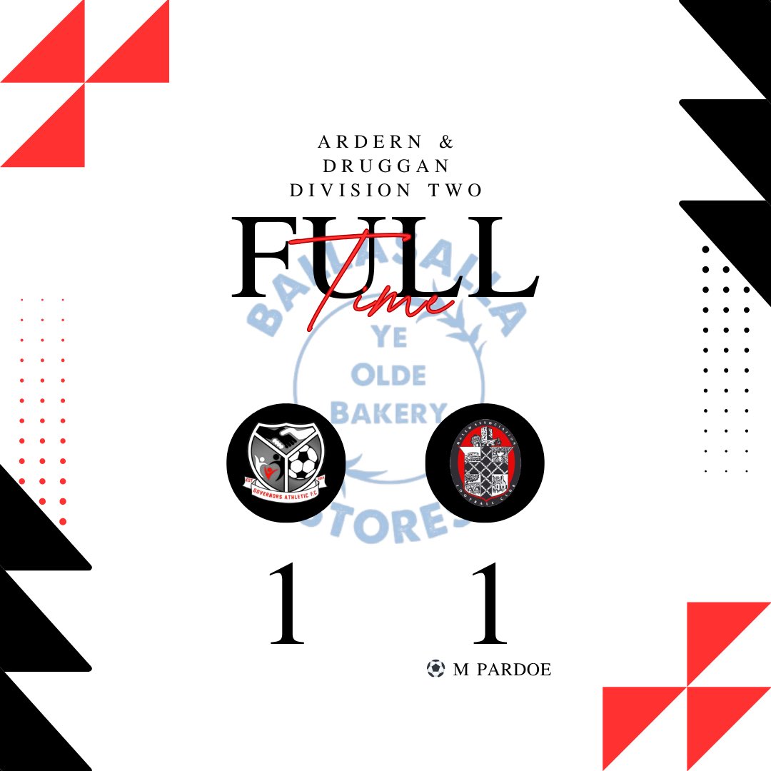 Malew AFC (@malewafc) on Twitter photo A point on the road at a very tricky pitch against a battling <a href="/GovernorsAFC/">Governors Athletic FC</a> - Michael Pardoe with a towering header to equalise with 9 minutes to go.
A day of missed chances, but still unbeaten.
🔴⚫️🔴 A point on the road at a very tricky pitch against a battling <a href="/GovernorsAFC/">Governors Athletic FC</a> - Michael Pardoe with a towering header to equalise with 9 minutes to go.
A day of missed chances, but still unbeaten.
🔴⚫️🔴