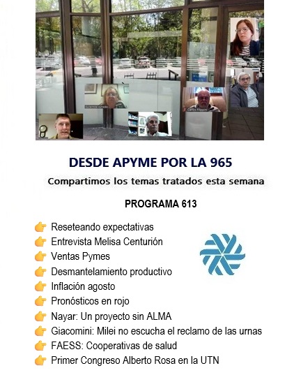 DESDE APYME: RESUMEN DE NOTICIAS - PROGRAMA 613
tinyurl.com/ya3m4jww
