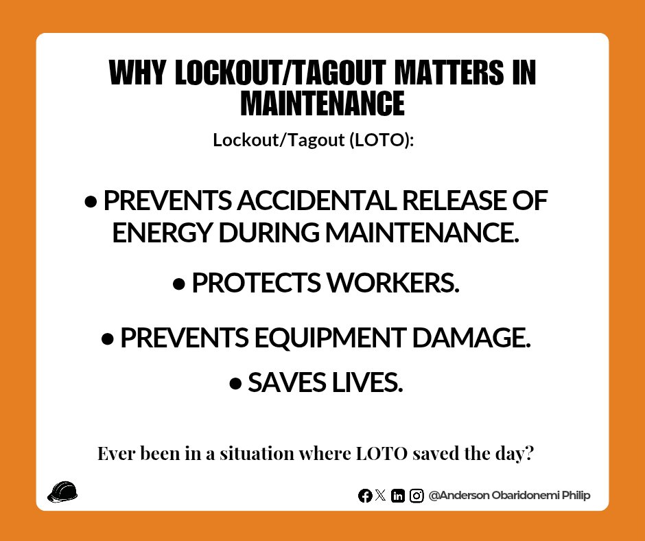 Andyphilgrafix's tweet image. Ever been in a situation where LOTO saved the day? 👷
Follow for more Wellhead Servicing Tips.

#WellheadServicing #Wellhead #Maintenance