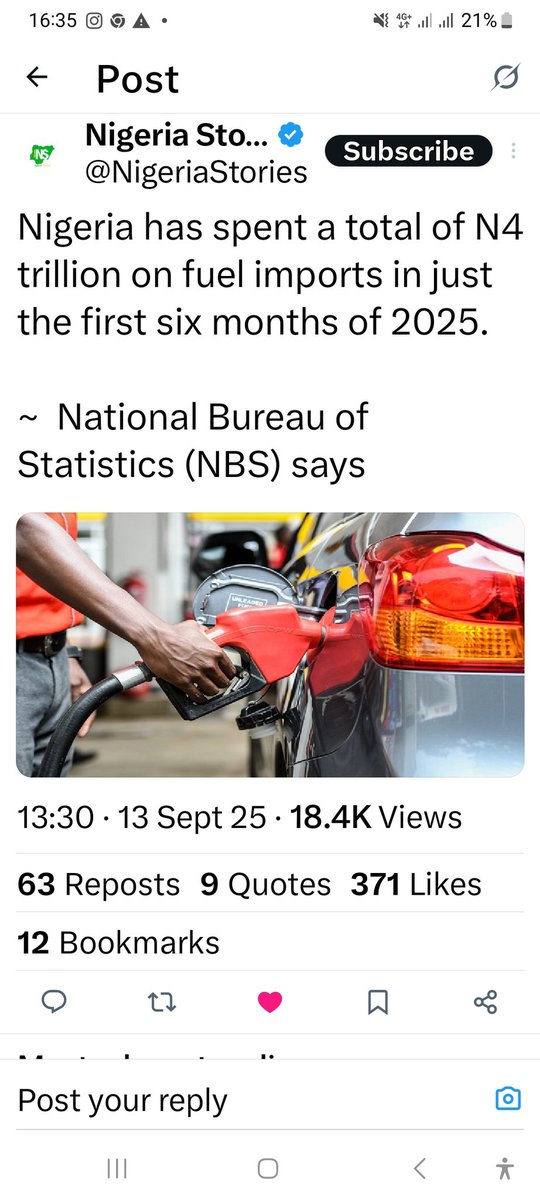 A lot of people think the Federal Government is the one importing the fuel.
It's not the government. It's the oil companies/marketers (private companies).
The main issue is that it affects our forex negatively and undermines our local economy.

Let's support our local refineries.
