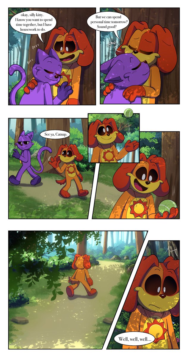LivesTalos's tweet photo. "Don't Touch My Sunshine Page 6/22

Written By me, Drawn by @MiriaLena123 and @Mttz_pzz 

Wanna support me? Click on my Patreon: https://t.co/R0srfjXU3d

#SmilingCritters #Catnapxdogday https://t.co/F9uKxHPQC0