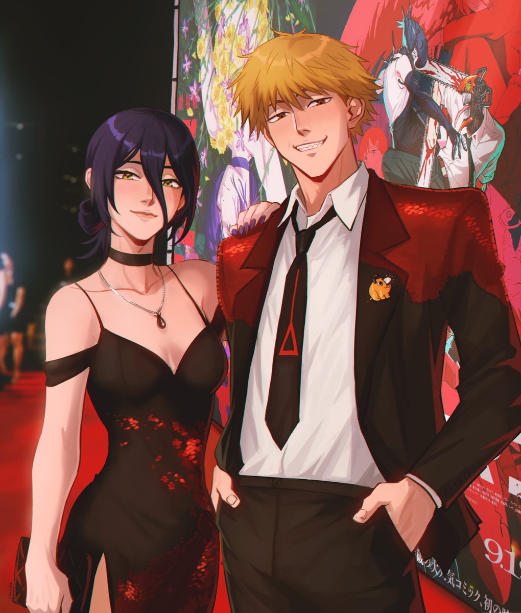 Chalseu_D's tweet image. Reze and Denji finally arrived at the Chainsaw Man movie premiere! 🩸✨  #Chainsawman #Reze #Denji