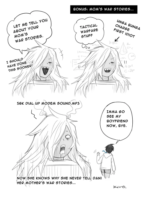 Gamgam tries to tell mom's war stories but... 