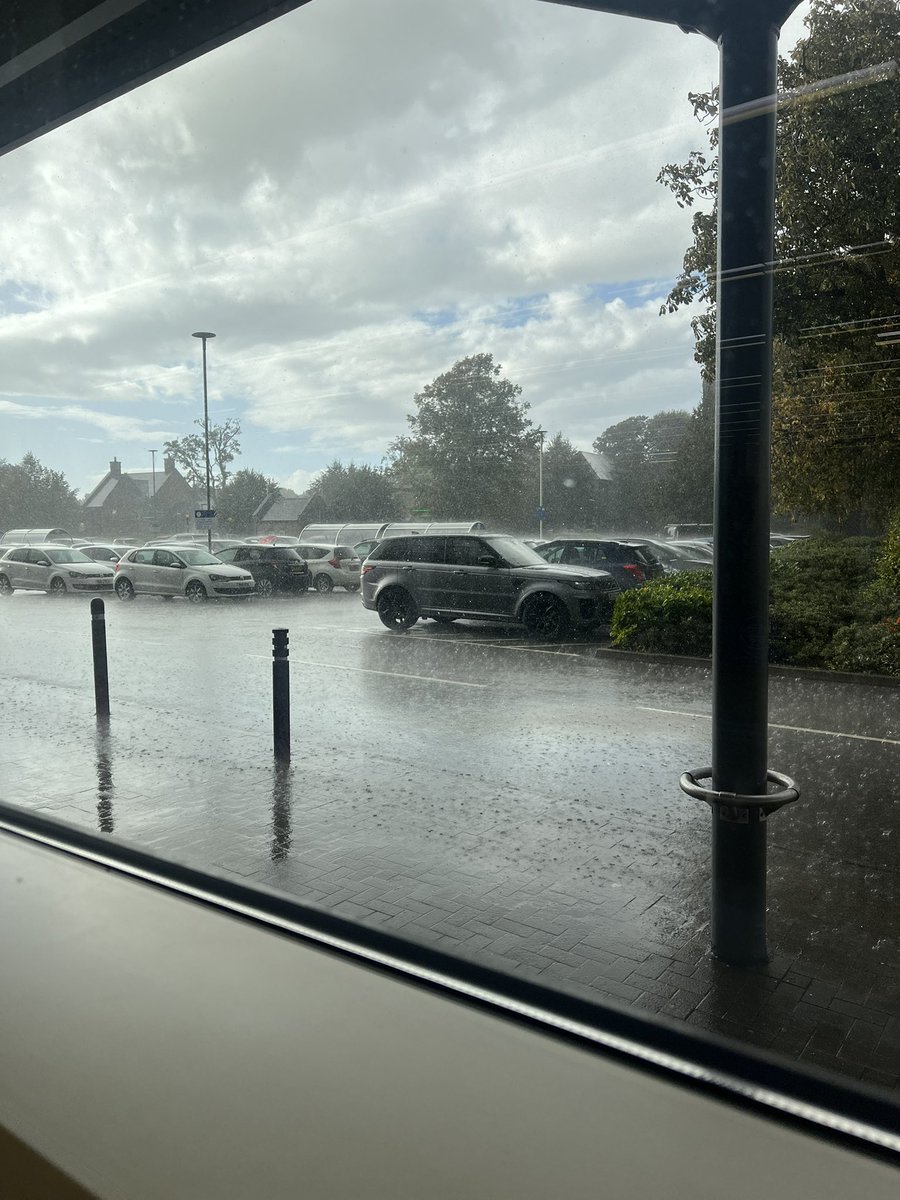 Currently waiting for the rain to stop.