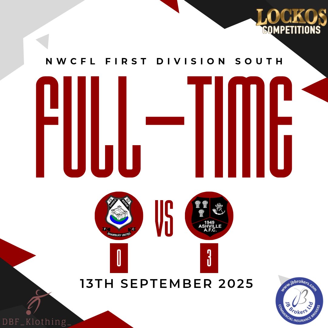 ⚫️⚪️ Ashville take home the 3 points after a Mark Madden brace and a headed goal from Jude Mante!! ⚪️⚫️

Well in Lads! 💪💪

#utv #NWCFL