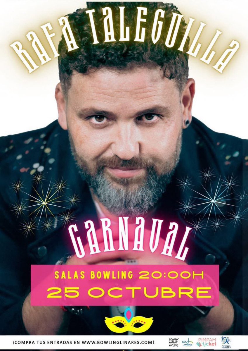 Rafa Taleguilla en 𝐋𝐈𝐍𝐀𝐑𝐄𝐒 
🗓️ 25 de octubre de 2025
🕢 20:00h
📍 Salas Bowling
🎫 pimpamticket.com