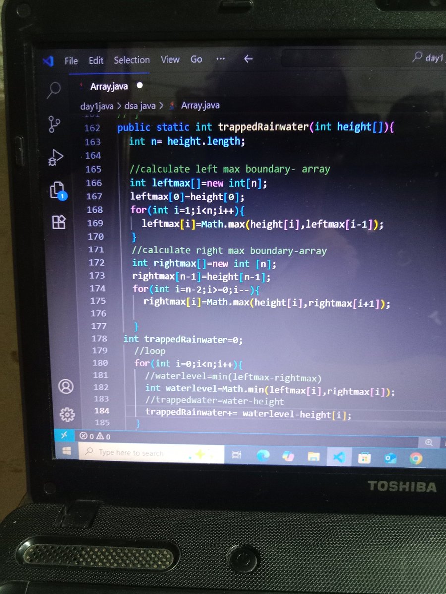 Snycoder_x's tweet image. Week 1 Complete – My DSA Journey 🚀
Finished learning Arrays: Linear Search, Binary Search, Prefix Array, Kadane’s Algorithm, Trapping Rainwater, Buy & Sell Stock & more.
Excited to step into Week 2 and keep sharpening my problem-solving skills! 💻✨
#Week1 #DSA #Arrays #Coding