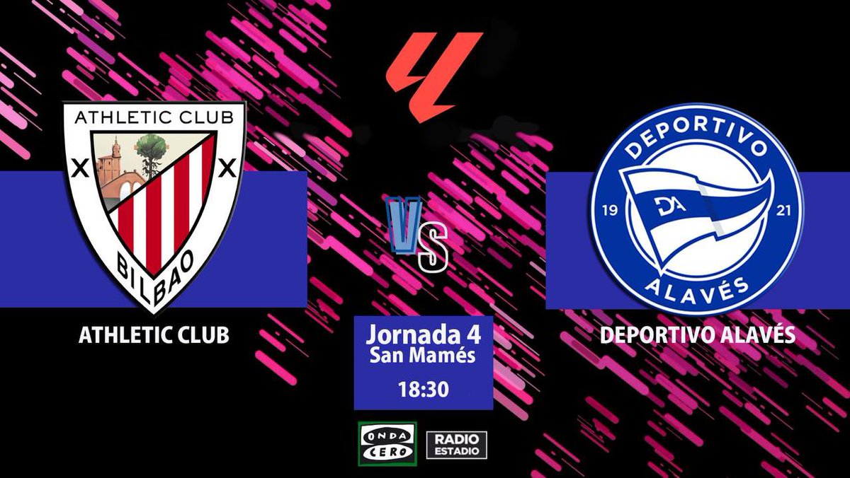 🏟️ Arranca el Athletic - Alavés

🎙️ Narrador: <a href="/gacitores/">Gorka Acitores</a> 

🎤 Inalámbrico: <a href="/OlgaJiSe/">Olga Jiménez</a> 

🗣️ Profes: Manu Sarabia, <a href="/alberlopezfrau/">Alberto López Frau</a>, <a href="/2010MisterChip/">MisterChip (Alexis)</a> y Juan Andújar Oliver.

🔽 Vive con nosotros el #AthleticAlavés en directo en #Radioestadio.

📻 ondacero.es

🔴