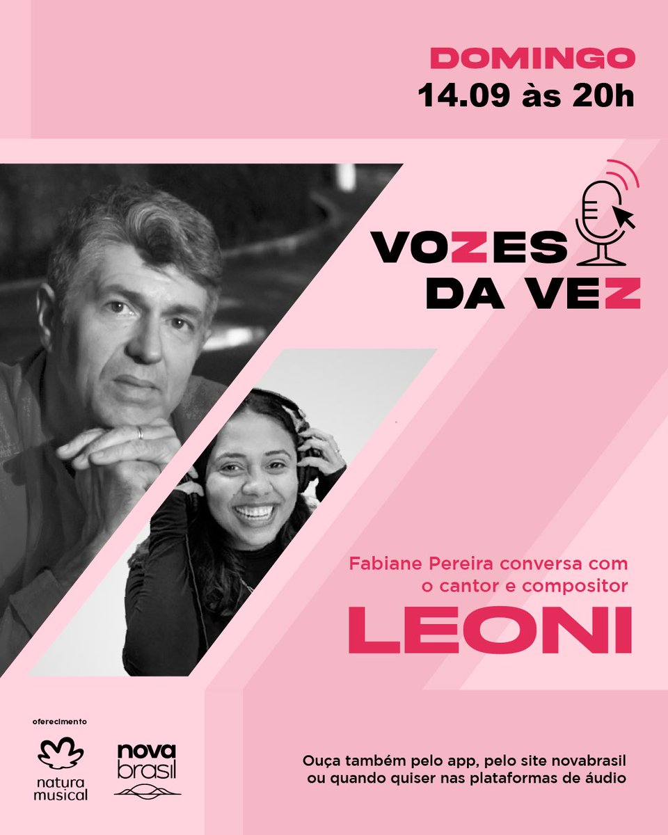Amanhã converso com o LEONI na <a href="/novabrasilfm/">Novabrasil</a>. Todo domingo divido o microfone com personalidades no VOZES DA VEZ, sempre às 20h.