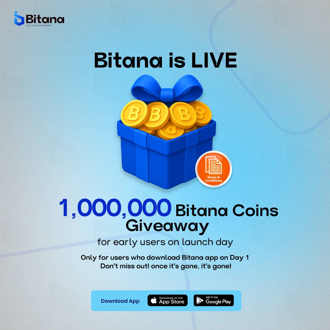 Bitana_official's tweet image. BITANA IS OFFICIALLY LIVE 🚀
1,000,000 Bitana Coins giveaway 💰

Reward drops in your app on Mon, 15 Sept 2025 📲
No registration = No reward.

Download &amp;amp; register Day 1. Don’t sleep! ⚡