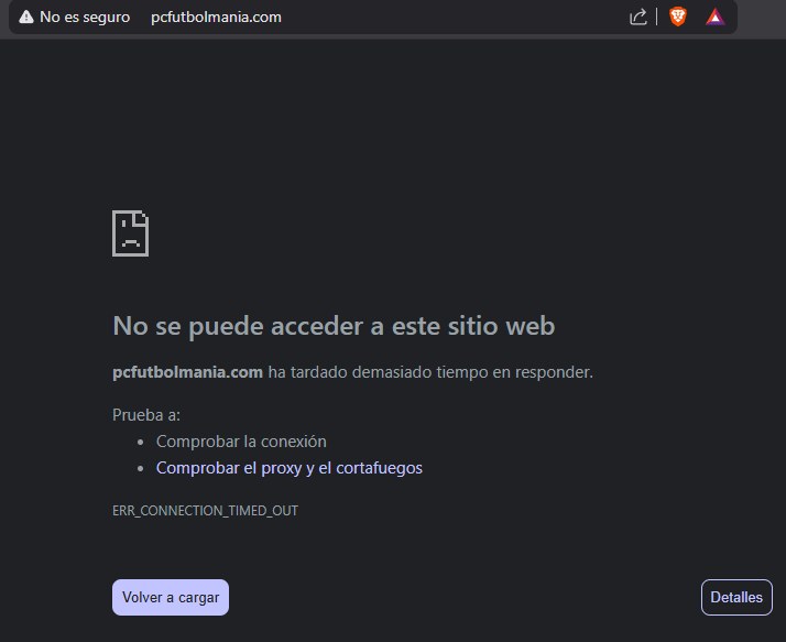 Killingmoooon's tweet photo. Las webs https://t.co/Cem1L9GbcE y https://t.co/UJMttRND3u (@pcfutbol) también bloqueadas por @LaLiga, @movistar_es y otros ISPs. Son terceros víctimas de los bloqueos ilegales de IPs.
C.C. @Tebasjavier 
#bloqueadaporlaliga #laligagate #DerechosDigitales https://t.co/FBUS5s1KBQ