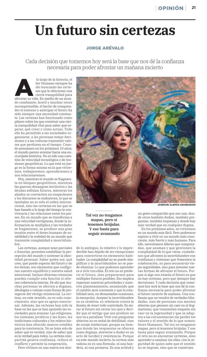 Nos toca afrontar un futuro sin certezas...