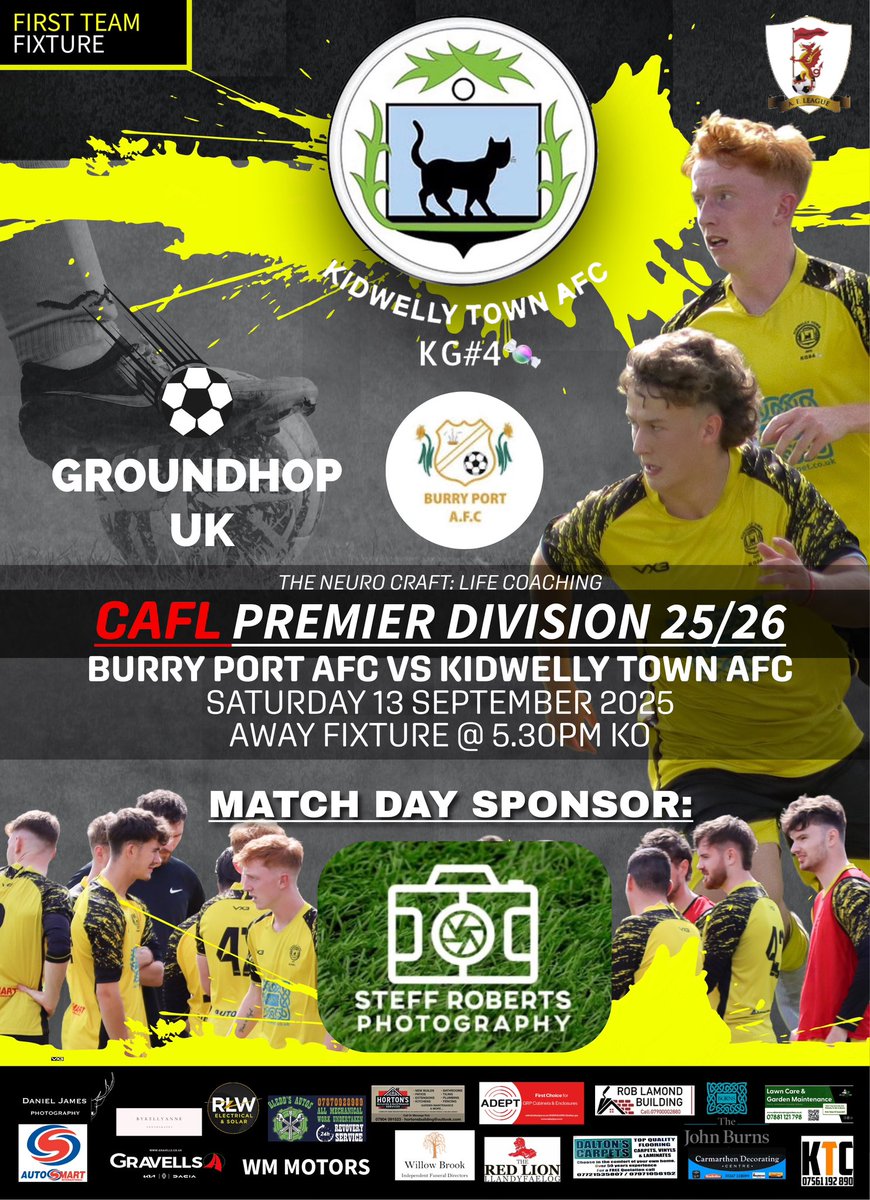 All support welcome 🟡⚫️🍬

CAFL Premier Division Fixture versus <a href="/BurryP/">Burry Port</a> 

We also welcome <a href="/GroundhopUK/">Chris Berezai</a> to the match 💪⚽️