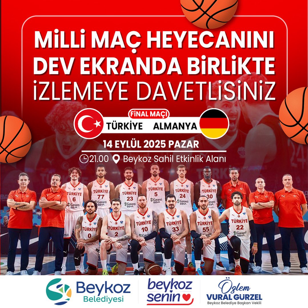 🏀🇹🇷 Milli Heyecan Beykoz’da Yaşanıyor!

Türkiye – Almanya final maçının coşkusunu, Beykoz Sahili Etkinlik Alanı’nda kurulan dev ekranda hep birlikte yaşayalım. Tüm komşularımızı bu heyecana ortak olmaya davet ediyoruz.

📆 14 Eylül Pazar
⏰ 21.00
📍 Beykoz Sahili Etkinlik Alanı