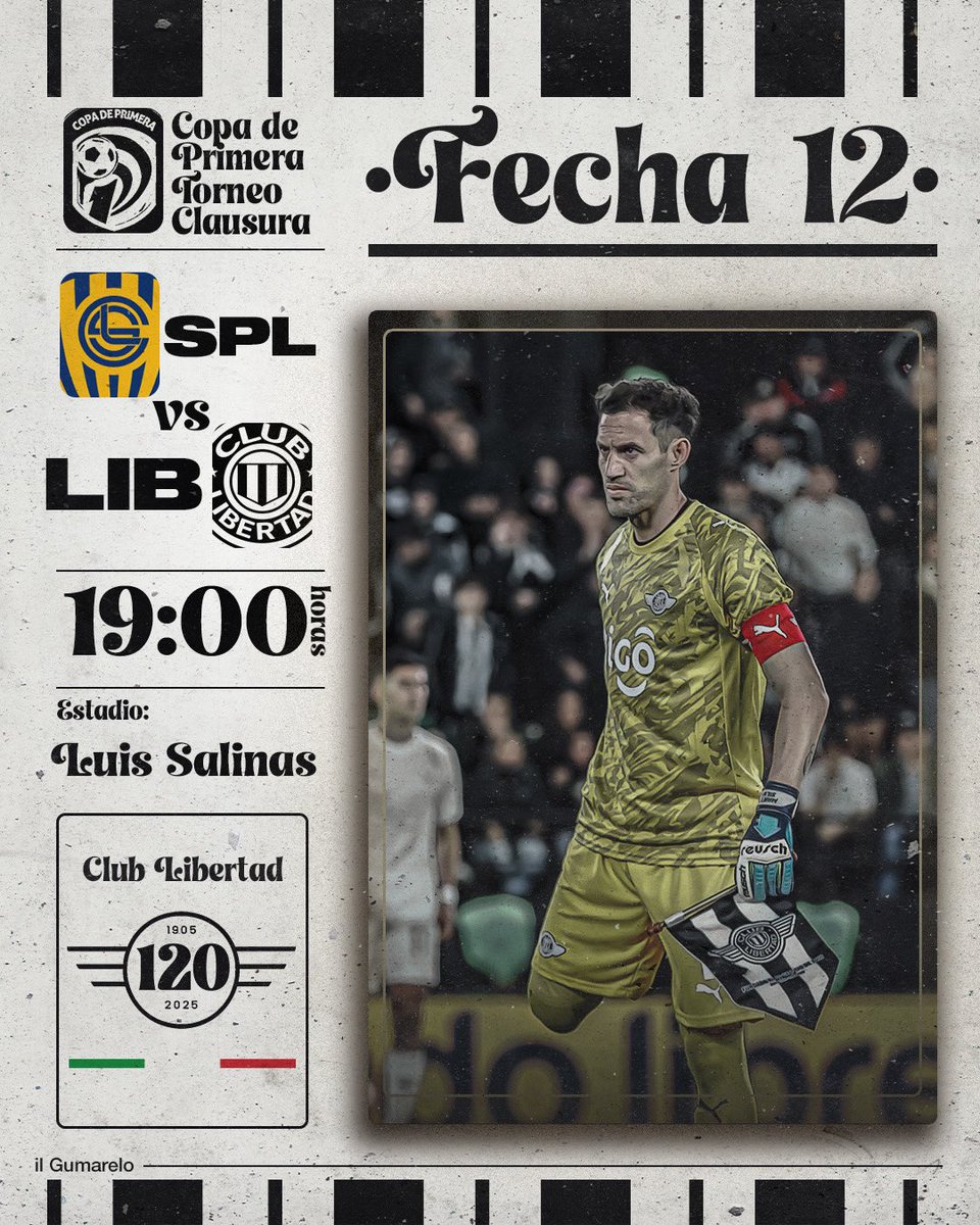 EN LA CIUDAD DEL ÑANDUTI🧶

Torneo Clausura | Fecha 12
Sp. Luqueño 🆚 Libertad

🏟️ Luis Salinas
⏰ 19:00
👤 Juan Gabriel Benítez

· Arranca la segunda rueda 💥Jugamos en la ciudad de Itauguá, visitando al Chanchón que hace de local en ese recinto.

A ver qué sale

#VamosGuma!🏁🥬