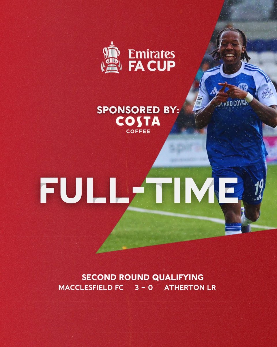 thesilkmen's tweet photo. 95’ | The Silkmen progress to the Third Round Qualifying of the @EmiratesFACup 🏆

FT - Macclesfield FC 3-0 Atherton LR https://t.co/KniiFmYj27