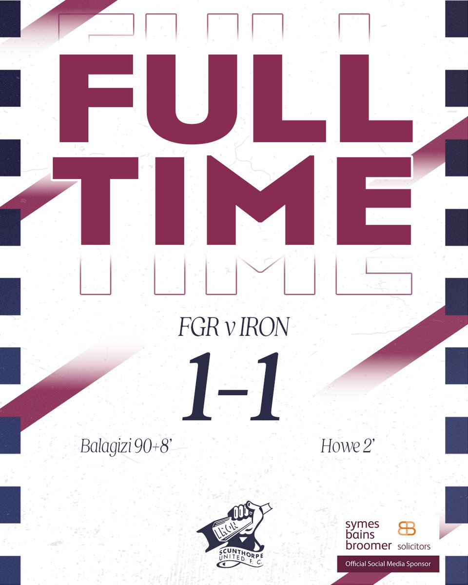 SUFCOfficial's tweet photo. ⚽️ 𝐅𝐔𝐋𝐋-𝐓𝐈𝐌𝐄

The points are shared at the death.

(FOREST GREEN 1-1 IRON)

🤝 Social media on matchdays is sponsored by Symes Bains Broomer Solicitors 👉 https://t.co/y2o1OIOQay.

#UTI #IRON https://t.co/E69bBxwPXJ