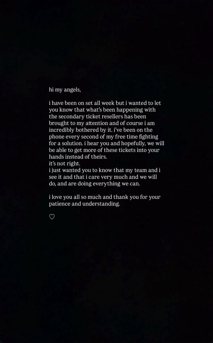 cloudxboca's tweet image. Ariana’s message regarding secondary ticket resellers