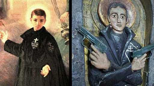 Me acabo de enterar que existe un santo (San Gabriel Posentti) que salvo a una mujer de ser violada por unos pandilleros. Aparentemente cago a piñas a uno de ellos, le saco el arma y espanto a los tiros al resto. El verdadero "el que perdona esta allá arriba".