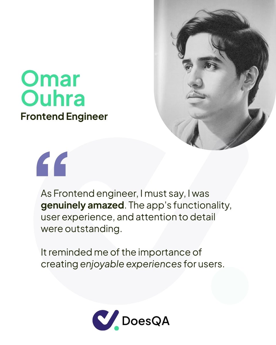 does_qa's tweet image. Hearing this from engineers reminds us why DoesQA exists:
✅ Build reliable tests fast
✅ Improve the user experience
✅ Give teams confidence in every release

#DoesQA #TestAutomation #NoCodeQA #Frontend #UserExperience